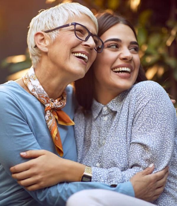 Happy,Daughter,Hugging,Her,Smiling,Mother.